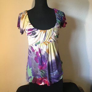 Abstract tie dye low cut shirt